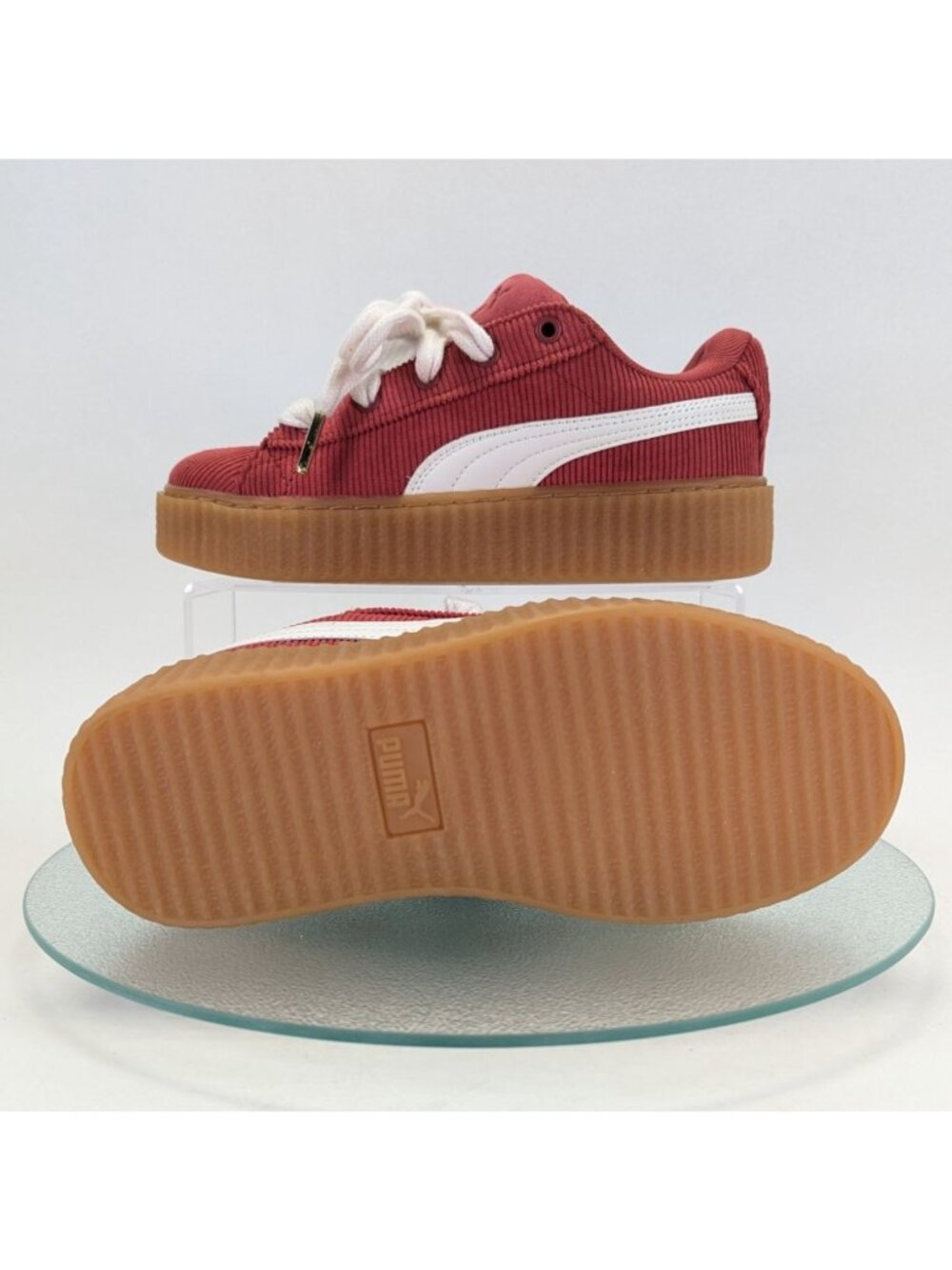 Puma x Rihanna Fenty Creeper Phatty Womens Size 6 Red Corduroy Platform Shoes - Picture 3 of 10